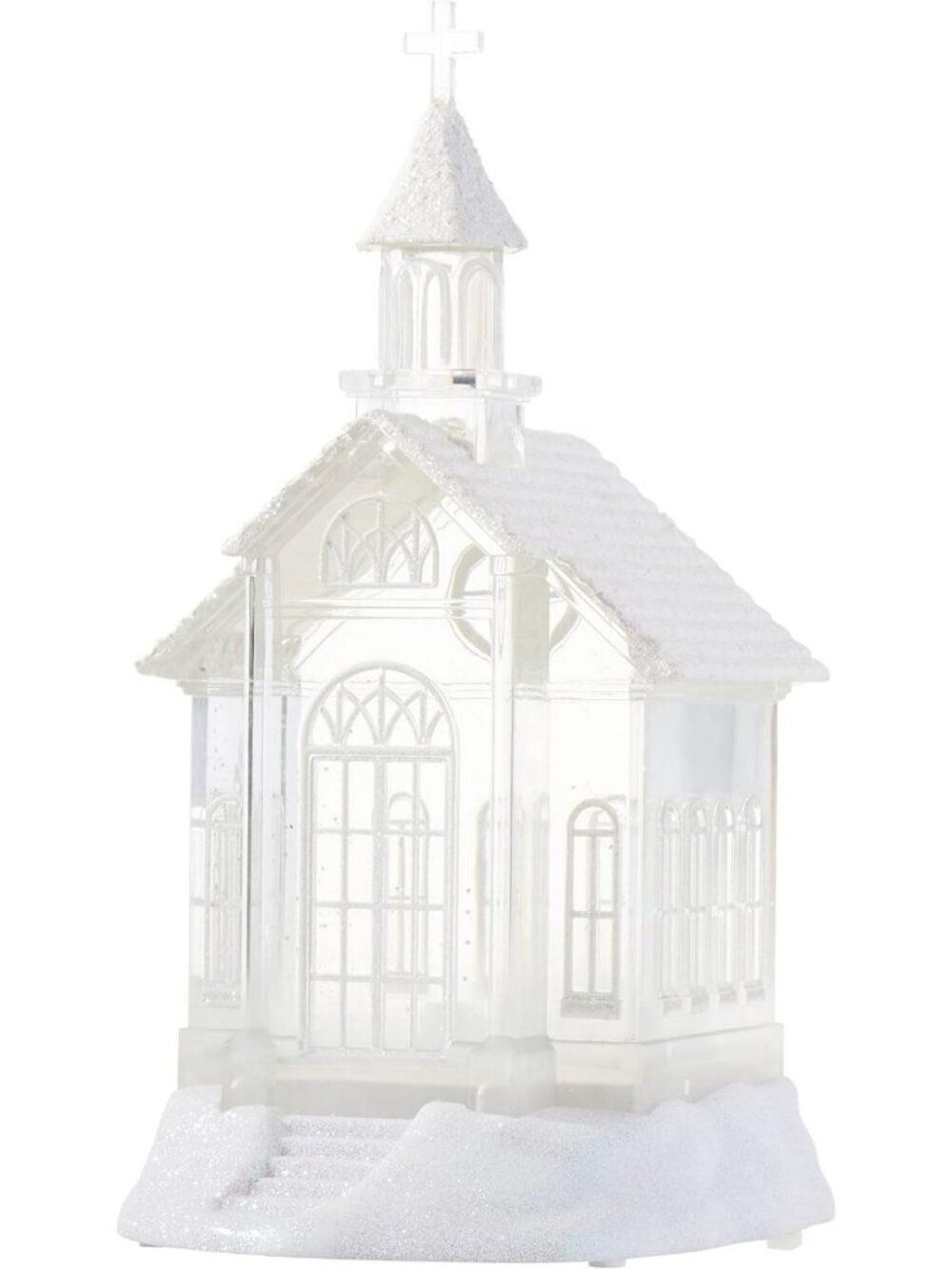 10.5" Lighted Church Lantern - Battery Operated, Water Filled Decor, Home Accent